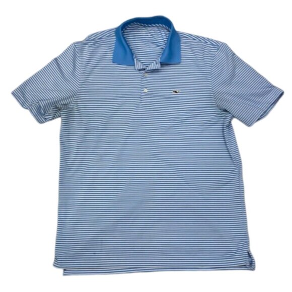 Vineyard Vines Men's Polo Medium Light Blue and White Stripes - Picture 1 of 4